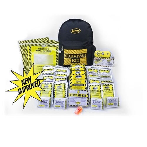 Mayday KEC4 72-Hour Emergency Survival Kit – 4 Person Economy Backpack, Radio, Food, Blanket, Whistle, Flashlight, USA Made