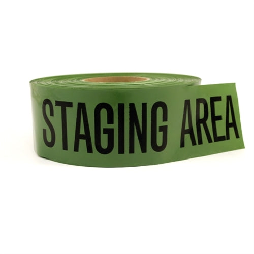 Barricade Tape - Staging Area - GREEN - single roll from Sunset Survival and First Aid