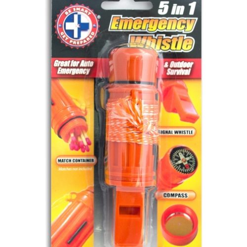 5-in-1 Survival Whistle with lanyard from Sunset Survival and First Aid