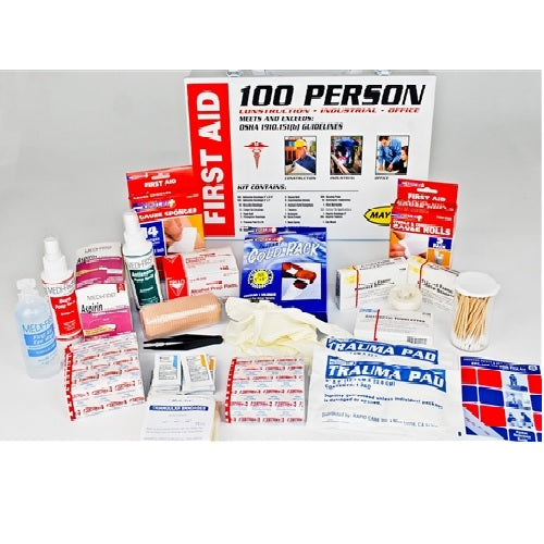 100-person Metal First Aid Cabinet from Sunset Survival and First Aid