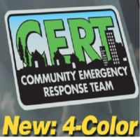 SSCRT-CLING CERT window cling decal from Sunset Survival & First Aid emergency kits, C.E.R.T. gear, disaster preparedness, safety equipment